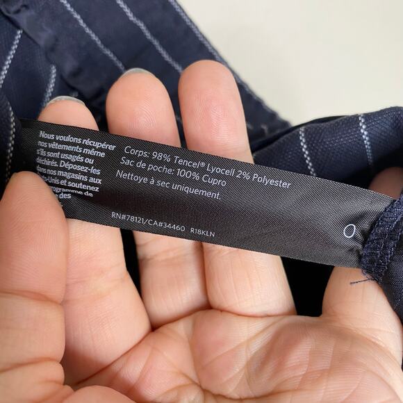 Eileen Fisher Navy Blue and White Pinstripe Cropped Wide Leg Pants Size Large - Picture 6 of 10